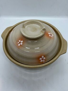 Rice cooker Japanese Clay Pot Mini Donabe Yosenabe w/ Lid 7 1/2  *see pictures